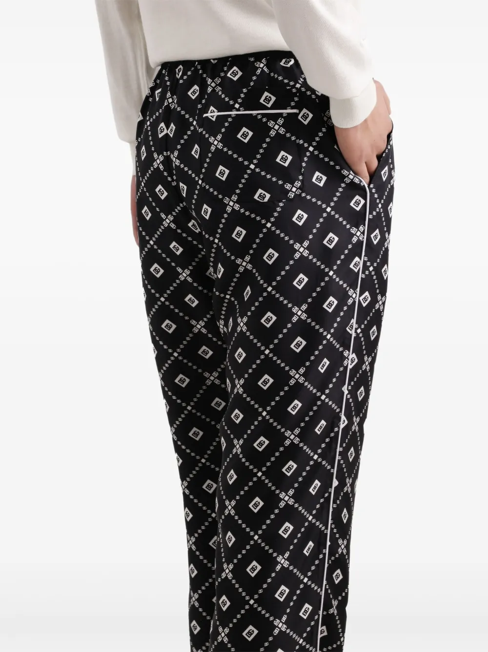 Dolce & Gabbana Broek met trekkoord en geometrisch patroon Zwart