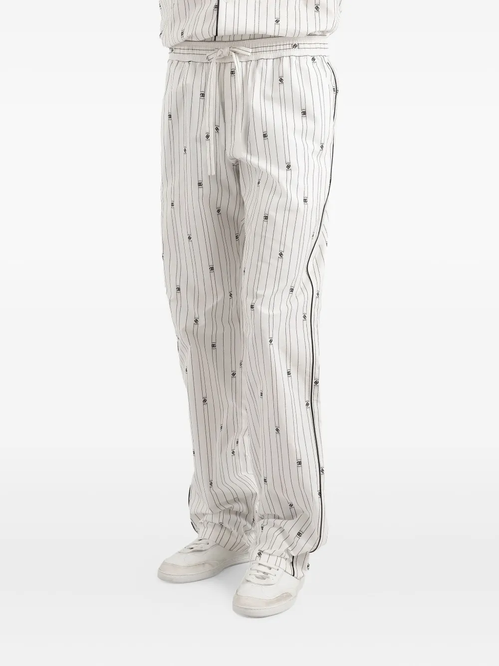 Dolce & Gabbana Gestreepte broek met logoprint Wit
