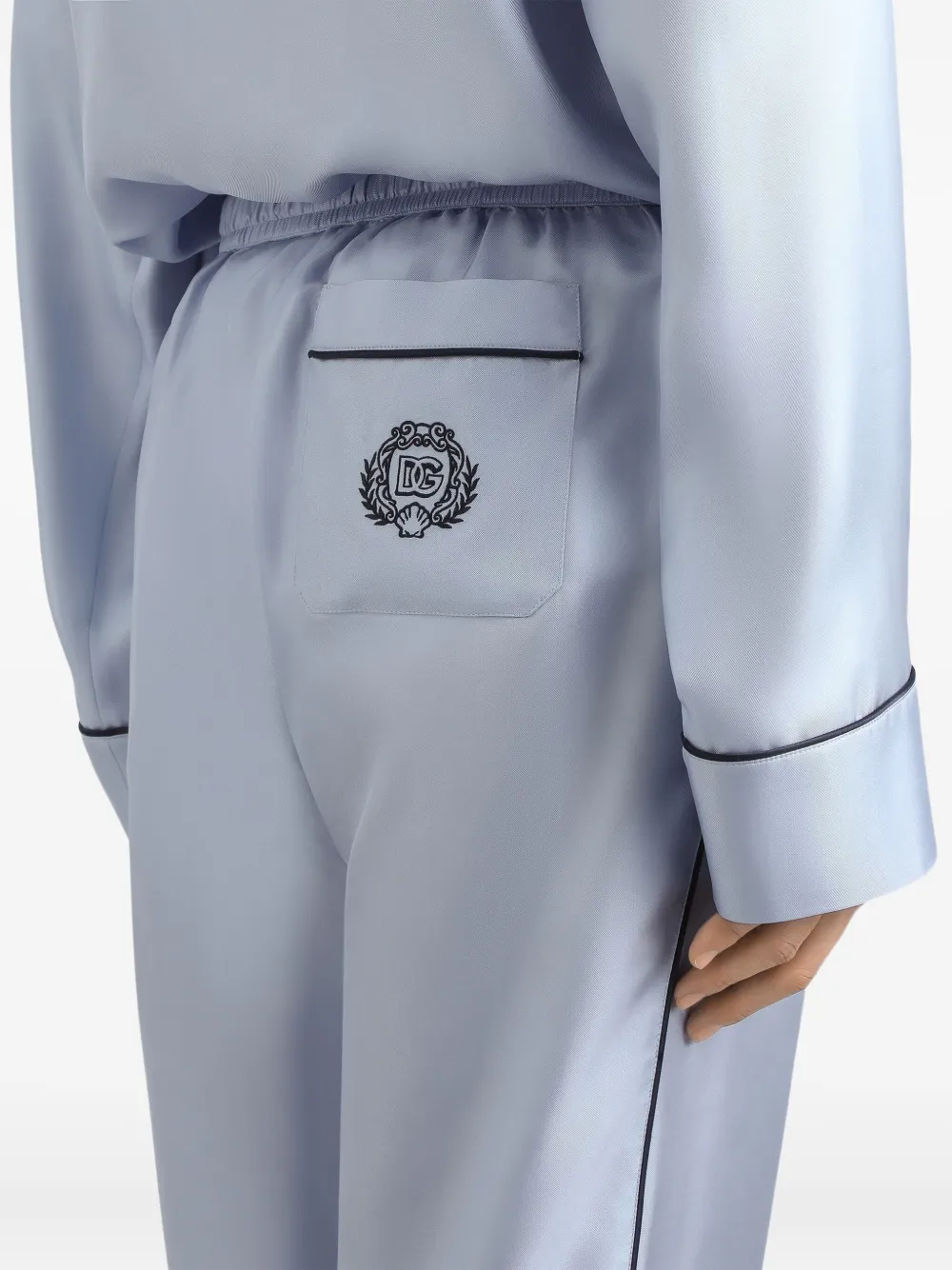 Dolce & Gabbana Satijnen broek met trekkoord Blauw