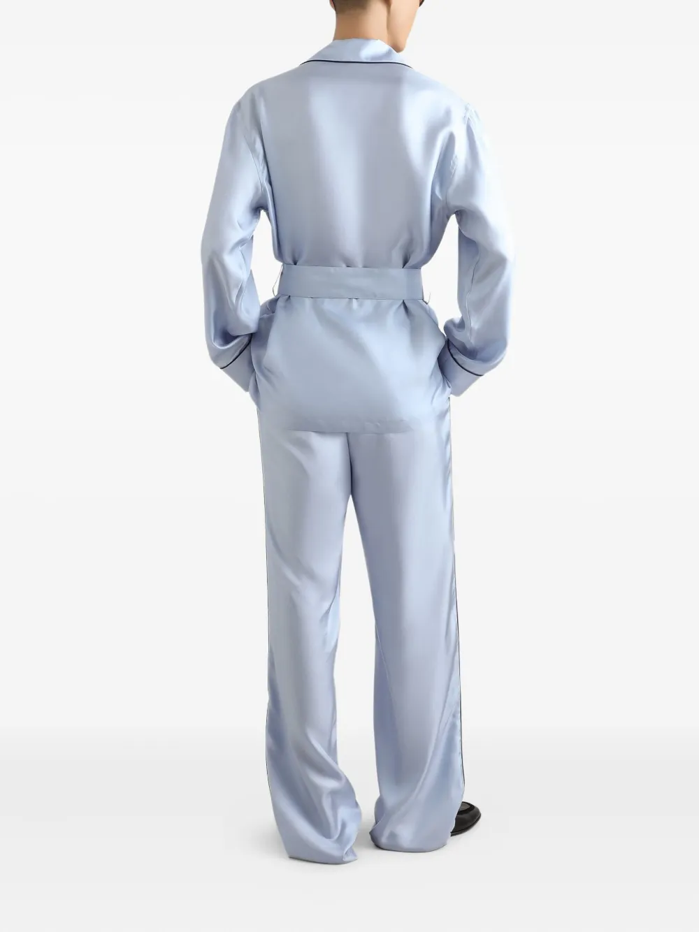 Dolce & Gabbana Satijnen broek met trekkoord Blauw