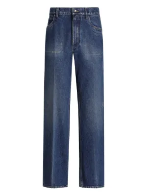 Dolce & Gabbana Calça Jeans Ampla Com Bordado | Azul | FARFETCH BR