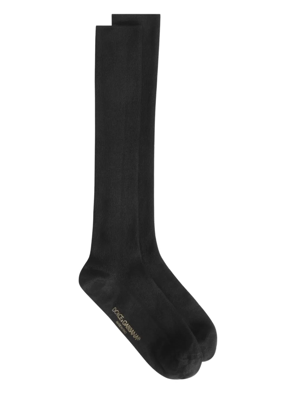 Dolce & Gabbana Ribbed Knee-high Socks In Black