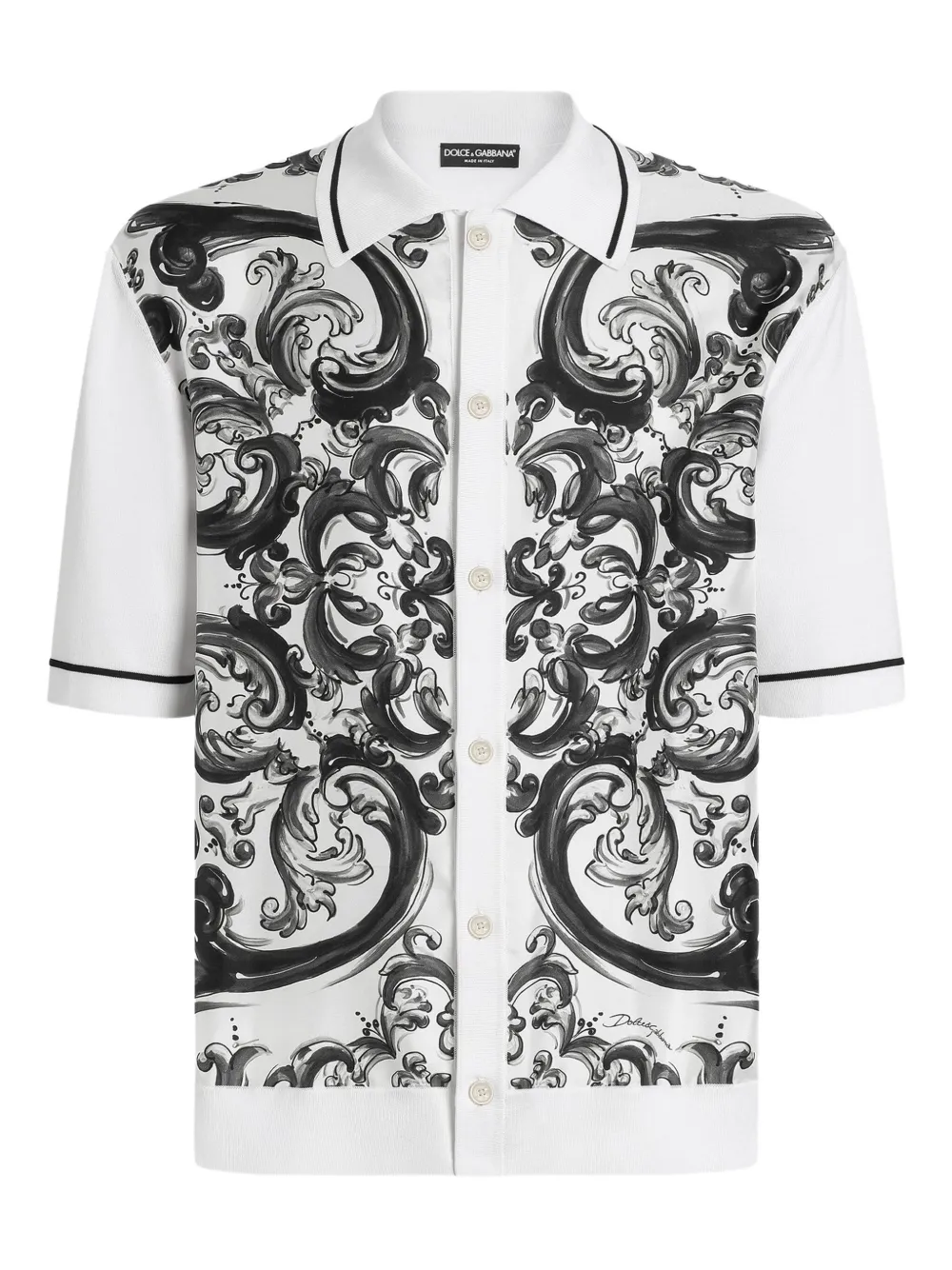 Dolce Gabbana Majolica print Short sleeve Shirt White FARFETCH UK