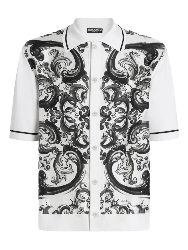 【関税＆送料込み】Dolce & Gabbana Short-Sleeved Majolica P Majolica-print short-sleeved t-shirt in Multicolor for Men