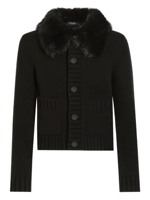 Dolce & Gabbana faux-fur-collar buttoned-up cardigan