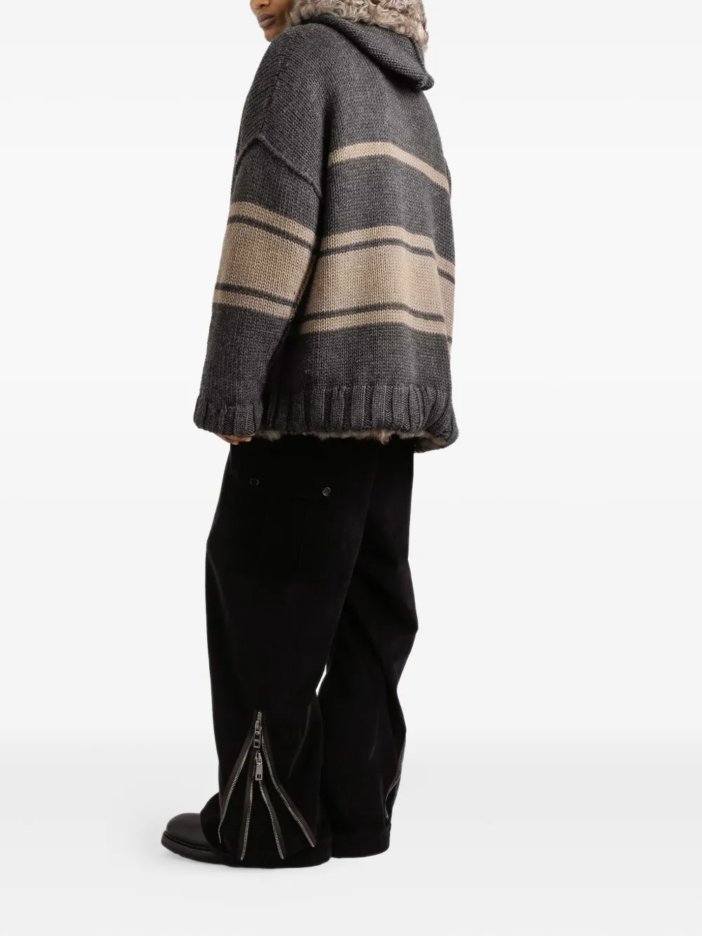 Dolce & Gabbana Striped Fur-trimmed Hoodie In Multi