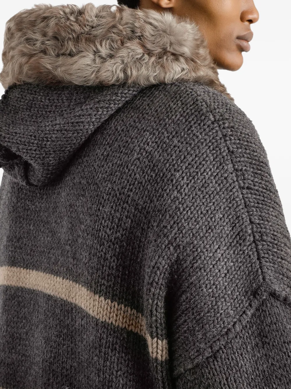 Dolce & Gabbana Striped Fur-trimmed Hoodie In Multi
