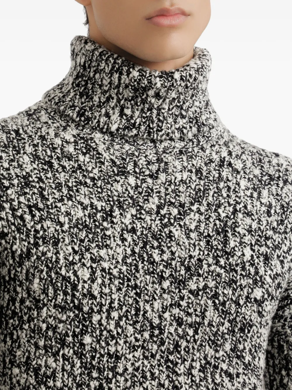 Dolce & Gabbana Two-tone Knit Turtleneck Sweater In Black