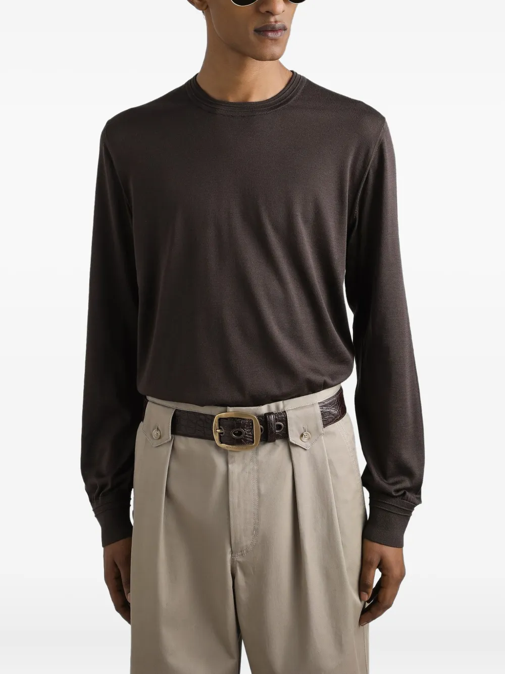 Dolce & Gabbana Zijden T-shirt Bruin