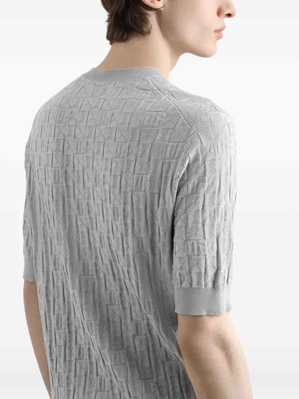Dolce & Gabbana Gebreide top met textuur en korte mouwen Grijs