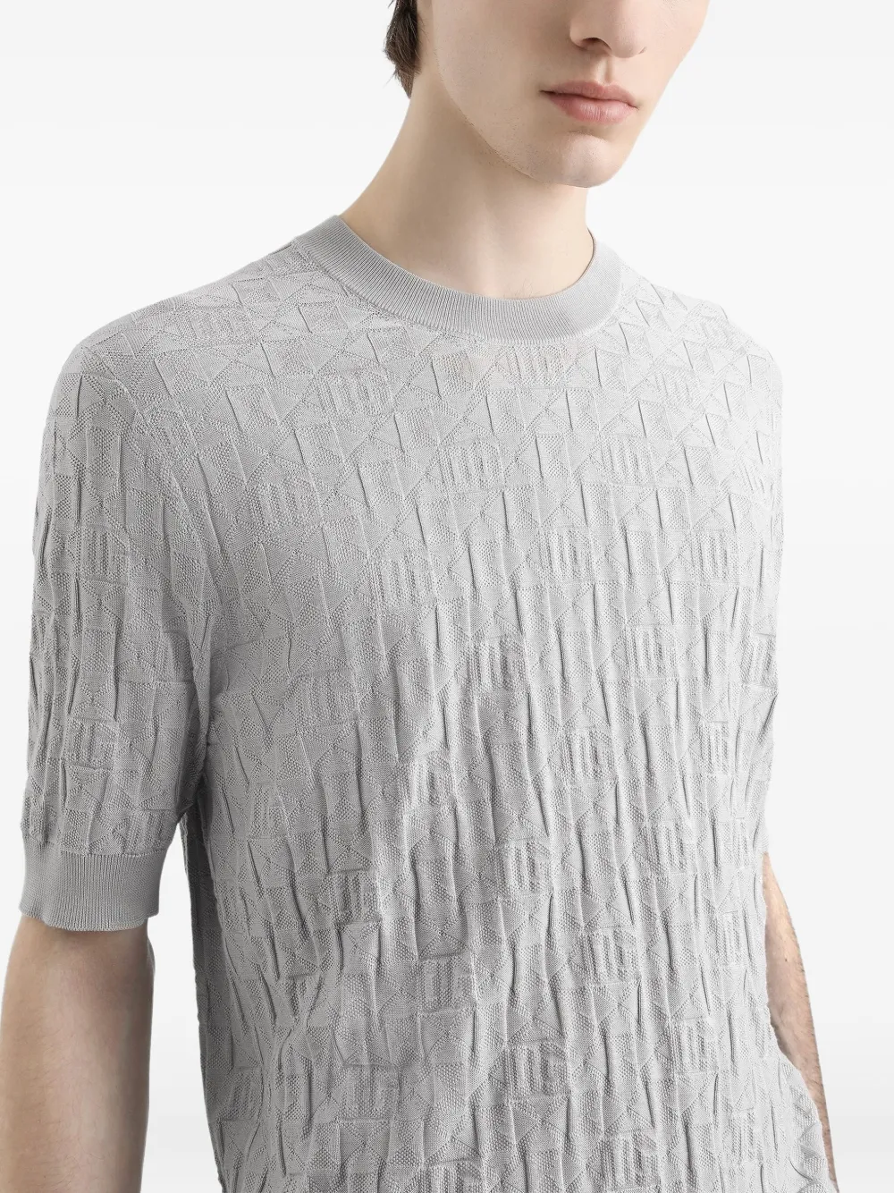 Dolce & Gabbana Gebreide top met textuur en korte mouwen Grijs