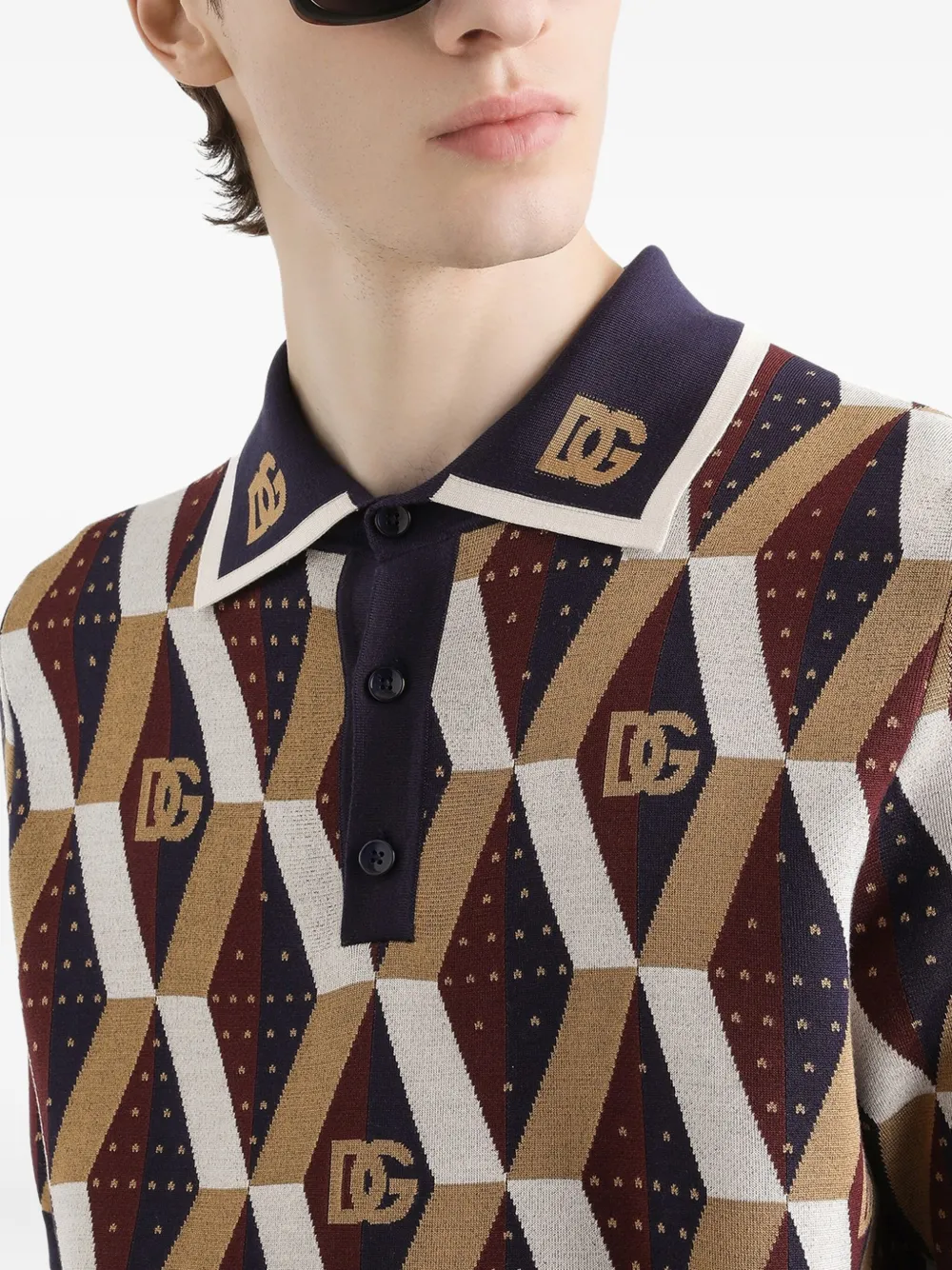 Dolce & Gabbana Poloshirt van stretch-zijde Beige