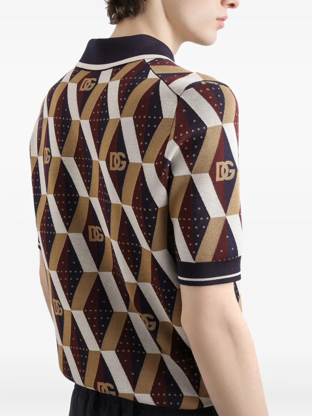 Dolce & Gabbana Poloshirt van stretch-zijde Beige