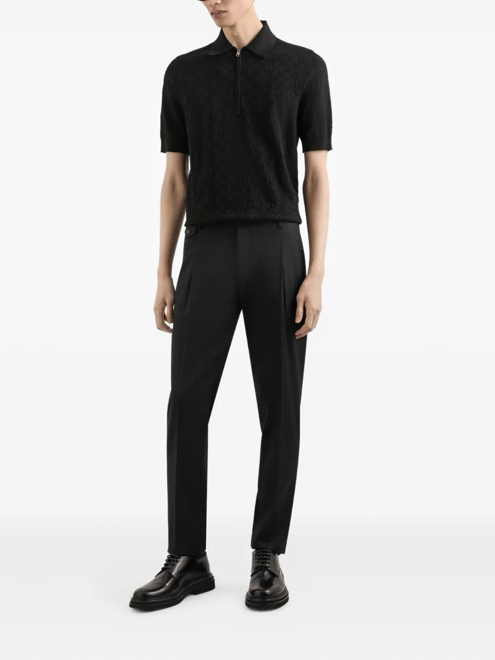 Dolce & Gabbana Poloshirt met logo-jacquard - Zwart