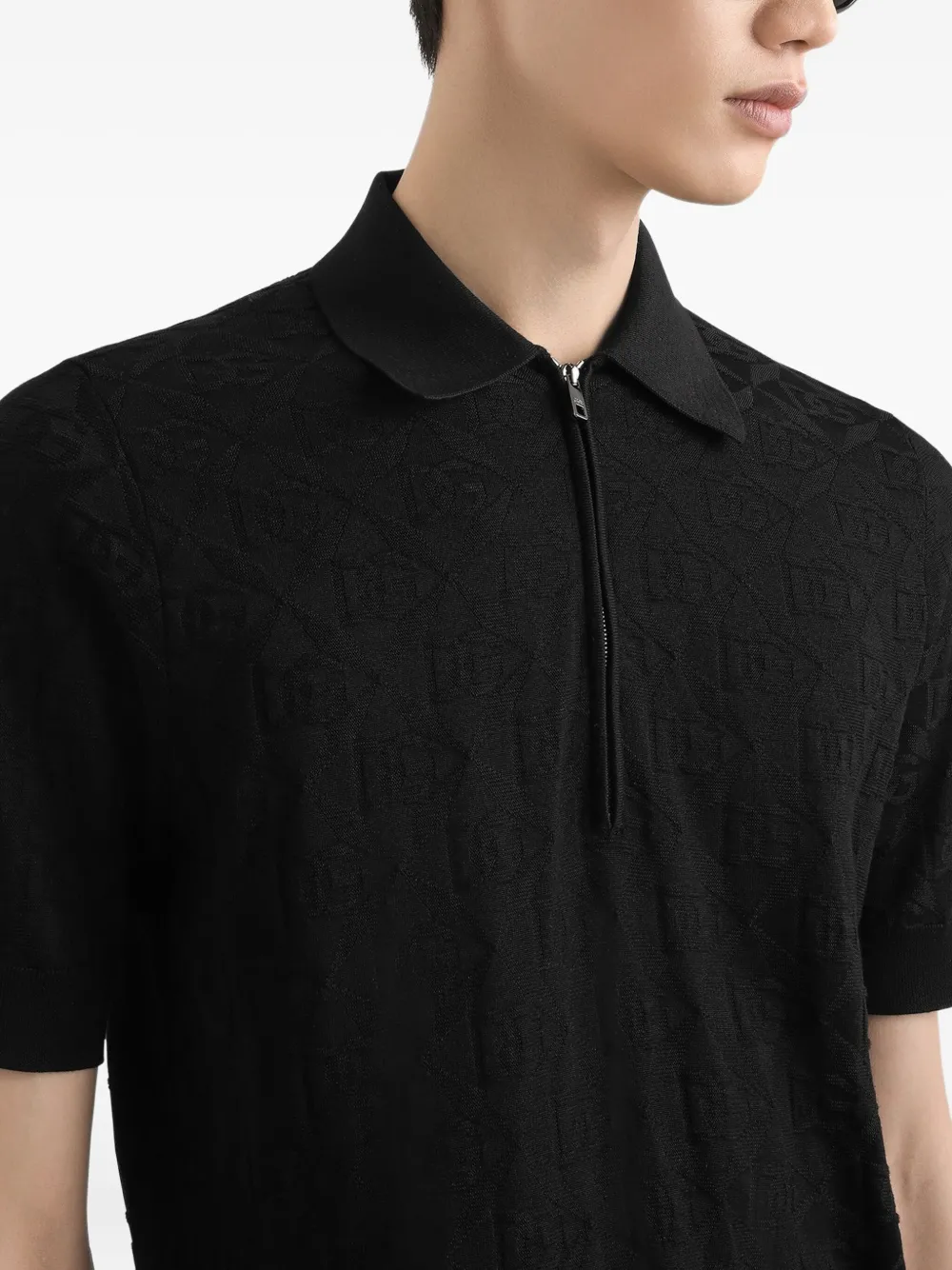 Dolce & Gabbana Poloshirt met logo-jacquard Zwart