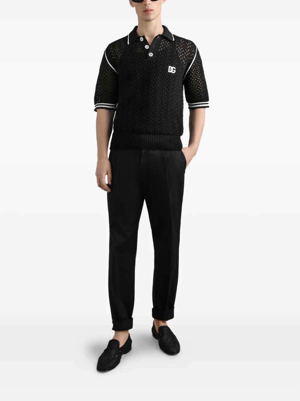 Dolce & Gabbana Gehaakt poloshirt met korte mouwen - Zwart