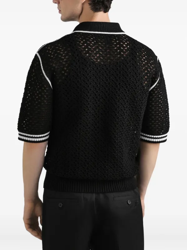 Dolce & Gabbana クロシェニット ポロシャツ | ブラック | FARFETCH JP