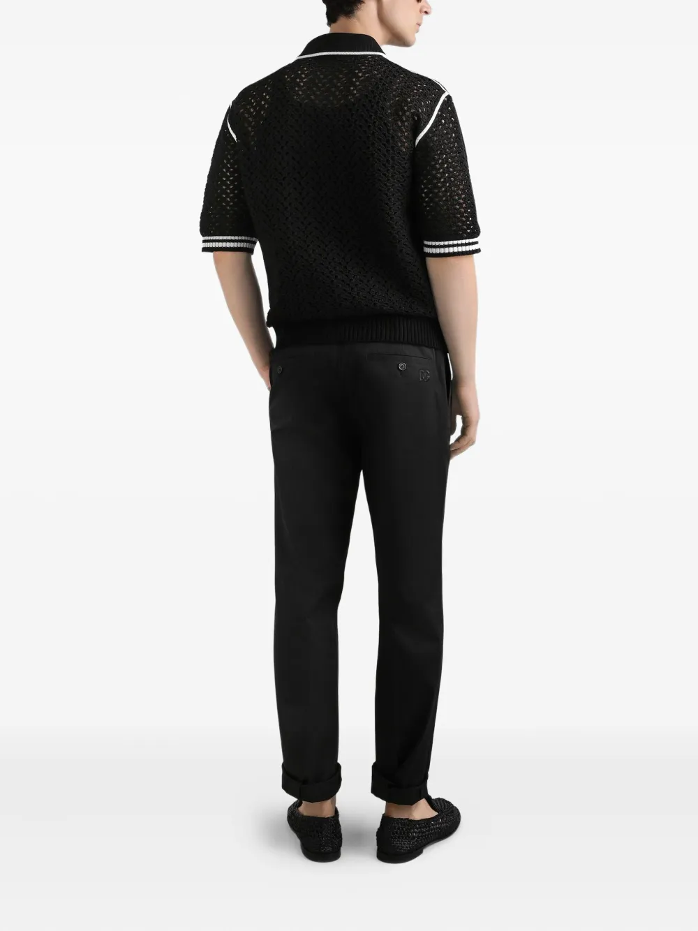 Dolce & Gabbana Gehaakt poloshirt met korte mouwen Zwart