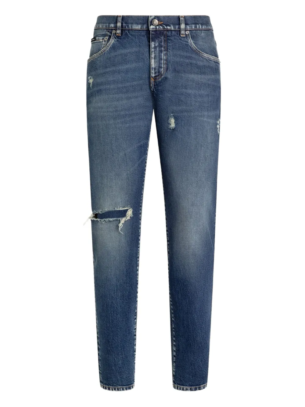Dolce & Gabbana Gerafelde jeans met gescheurde knie Blauw