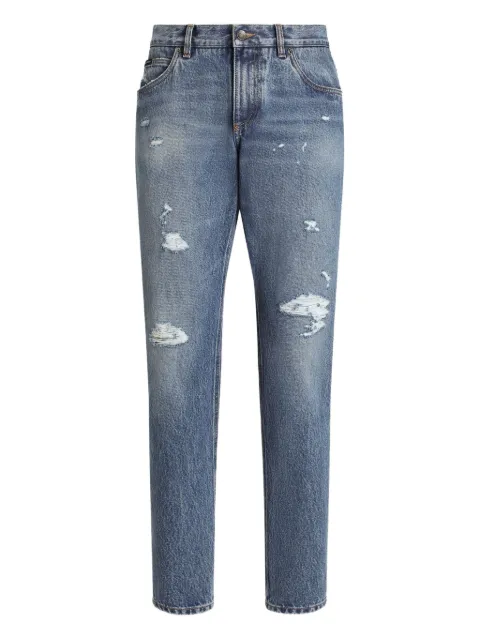 Dolce & Gabbana distressed logo-plaque jeans