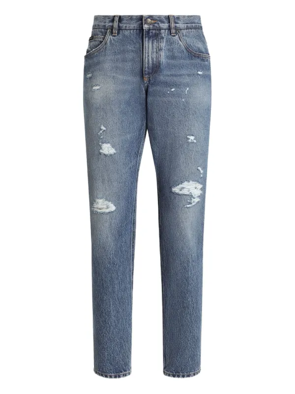 【送料&関税込】Dolce & Gabbana Logo Plaque Distressed J Dolce & Gabbana logo-plaque Distressed Jeans | Black
