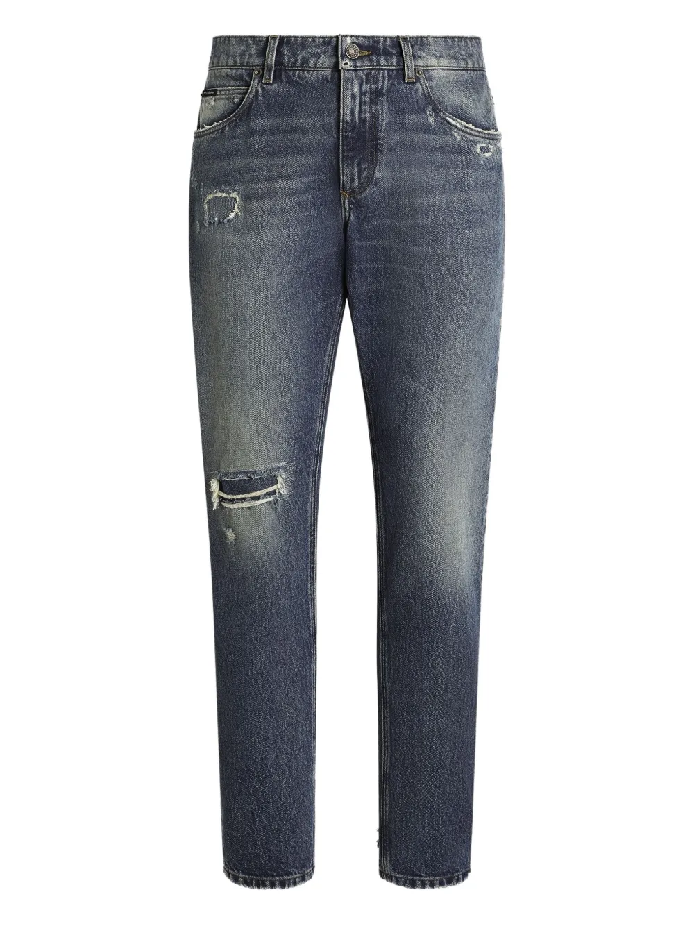 Dolce & Gabbana Jeans met gerafeld logoplakkaat Blauw