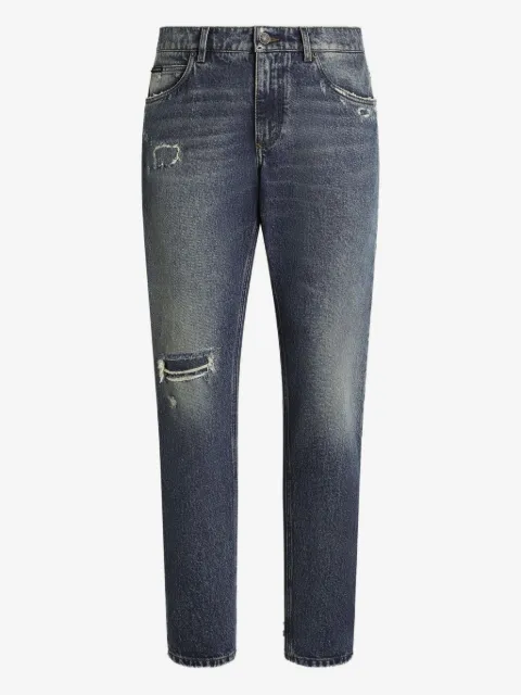 Dolce & Gabbana distressed logo-plaque jeans