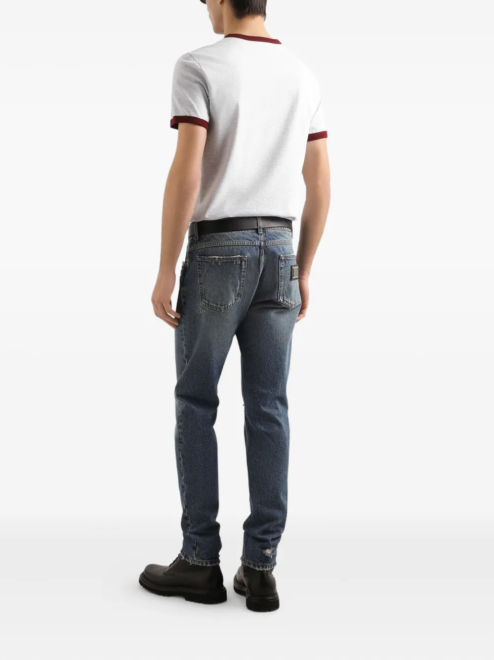 Dolce & Gabbana Jeans met gerafeld logoplakkaat Blauw