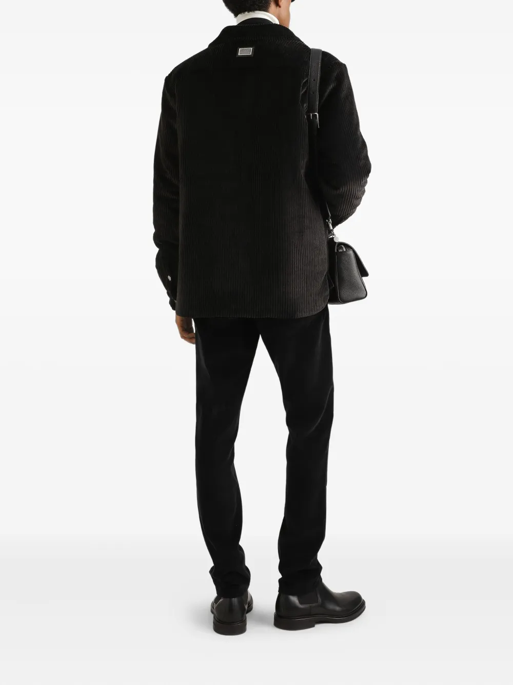 Dolce & Gabbana Ribfluwelen broek met logoplakkaat Zwart