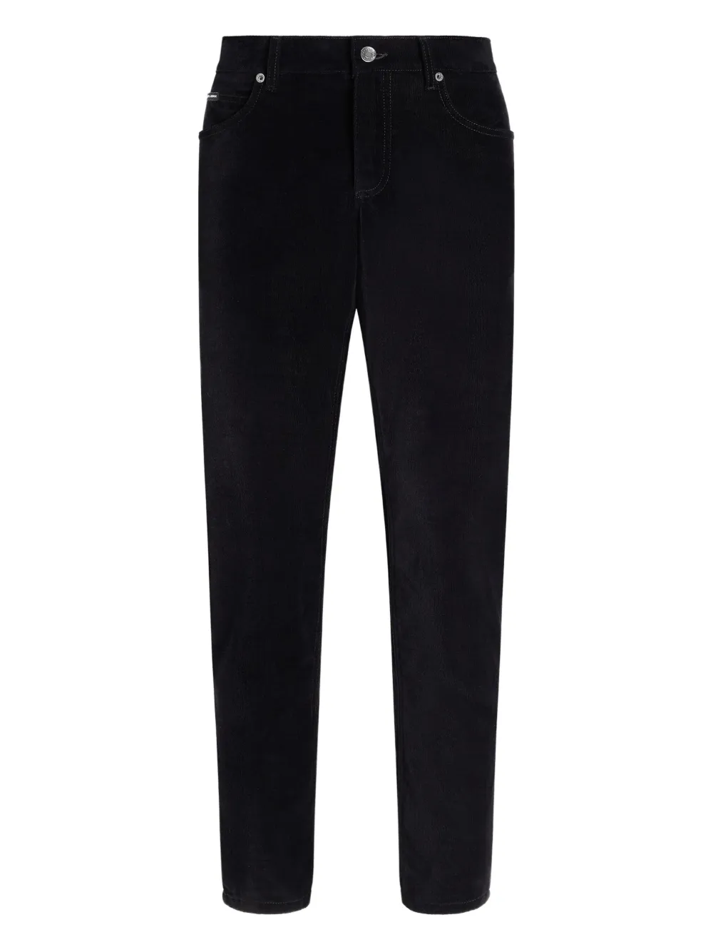 Dolce & Gabbana Ribfluwelen broek met logoplakkaat Zwart
