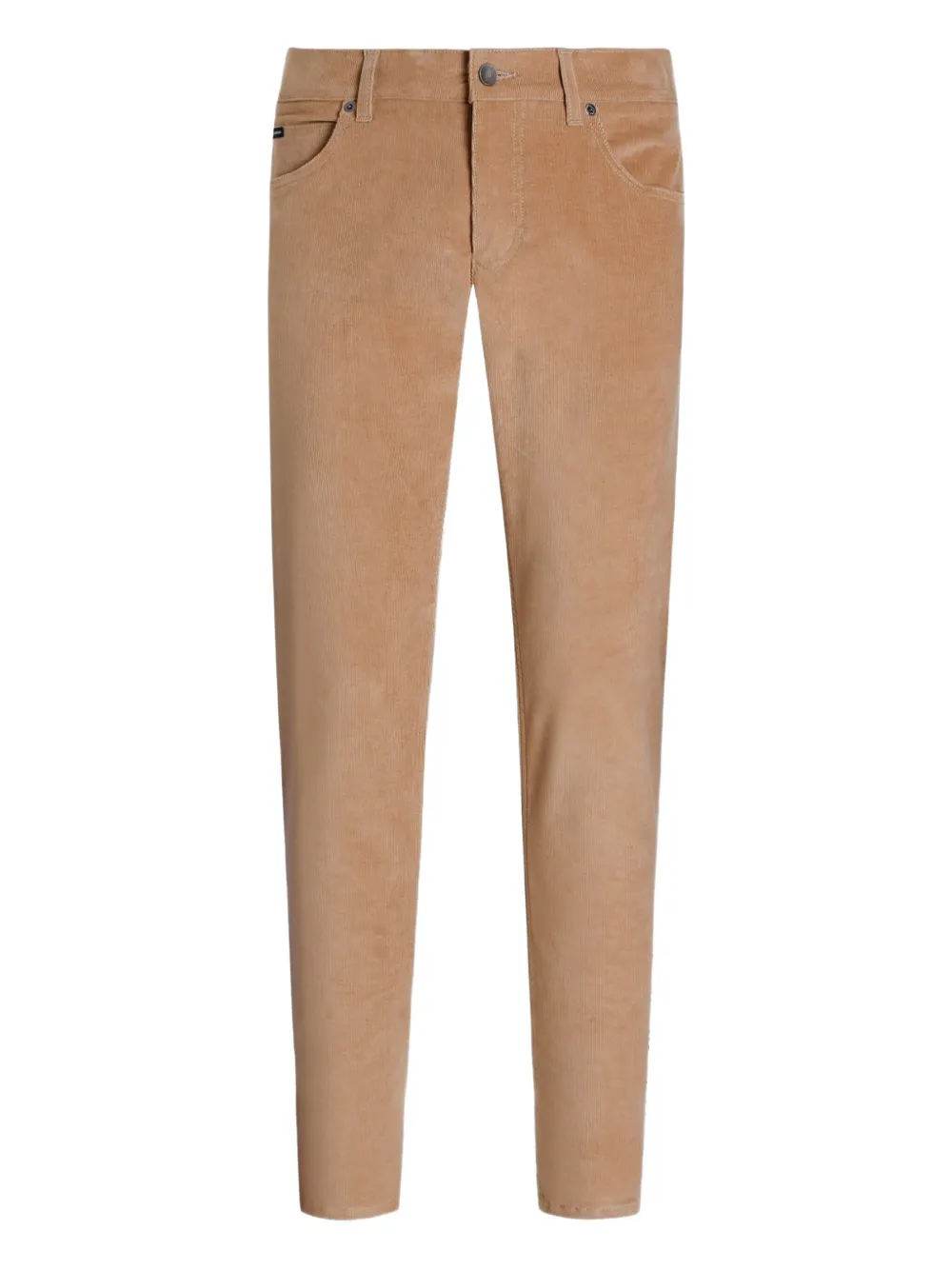 Dolce & Gabbana Ribfluwelen broek met logoplakkaat Bruin