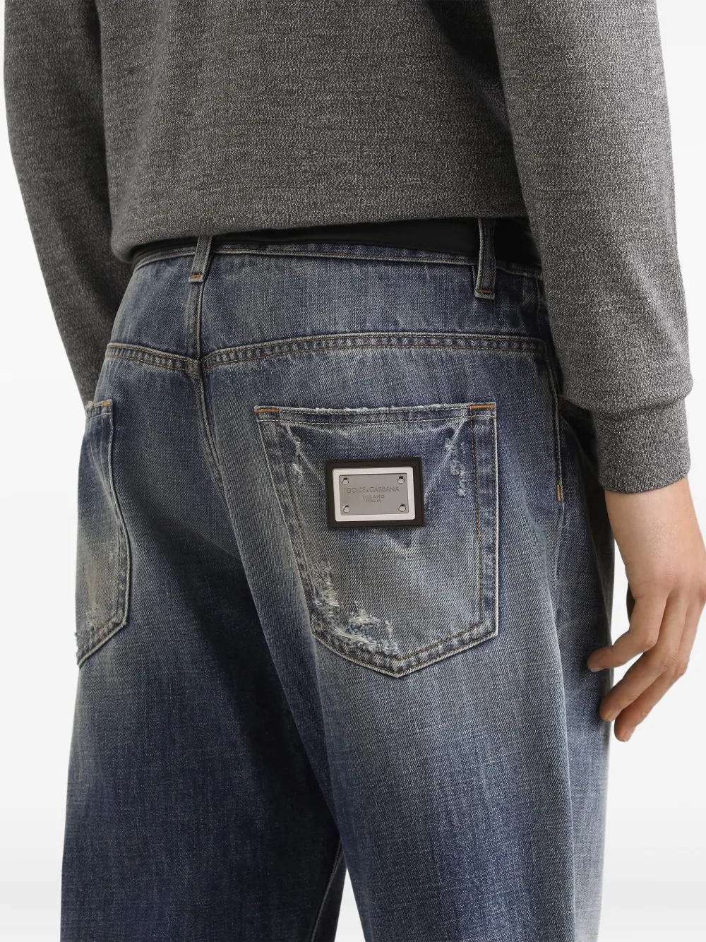 Dolce & Gabbana Jeans met vervaagd effect en logoplakkaat Blauw
