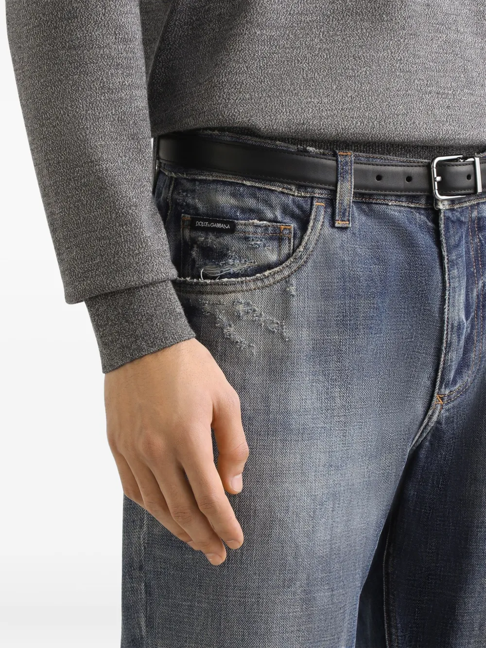 Dolce & Gabbana Jeans met vervaagd effect en logoplakkaat Blauw