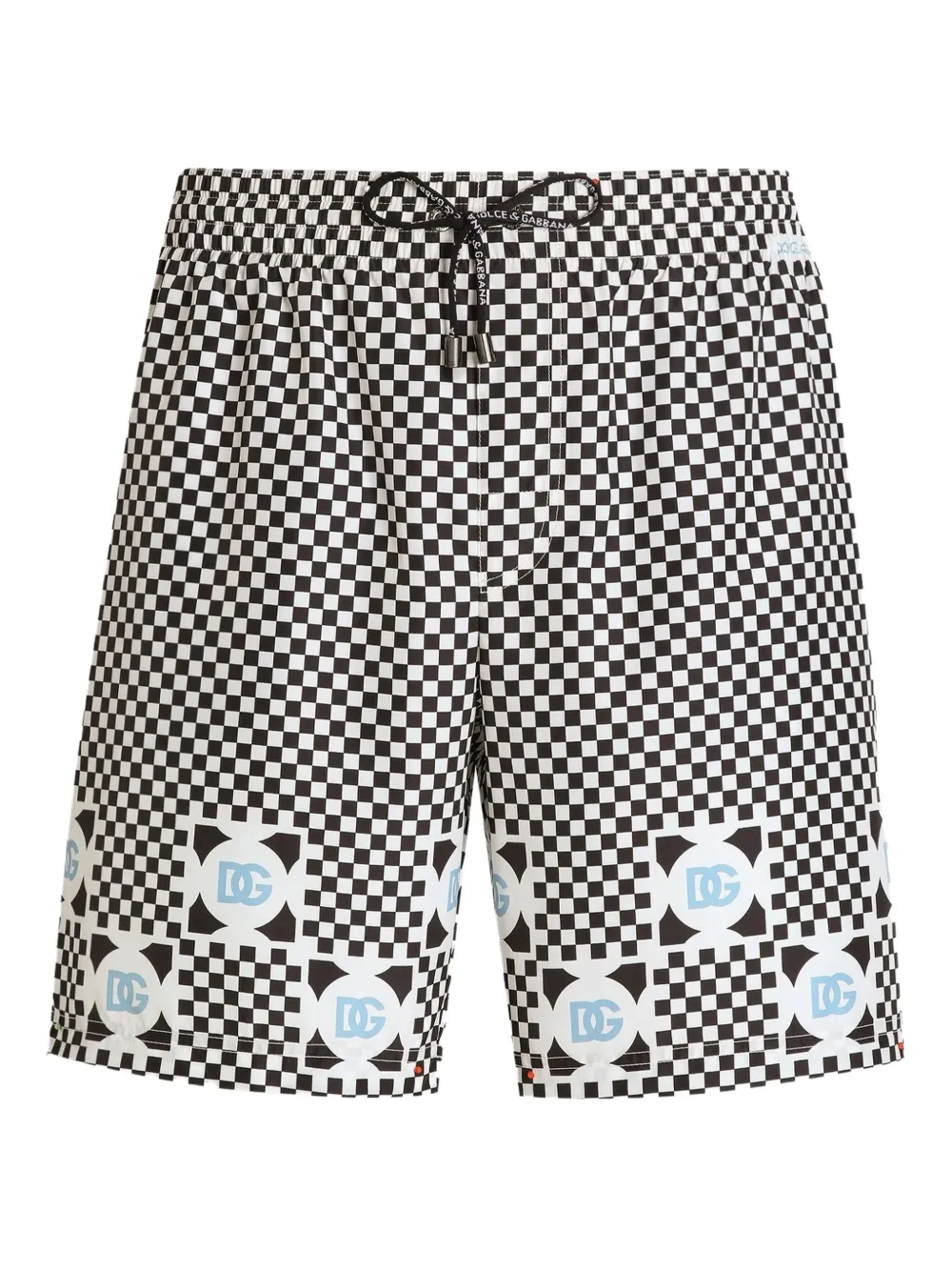 Dolce & Gabbana checked logo-print swim shorts | Black | Image 1