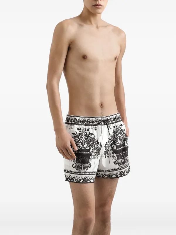 Dolce & Gabbana graphic-print Swim Shorts | White | FARFETCH JO