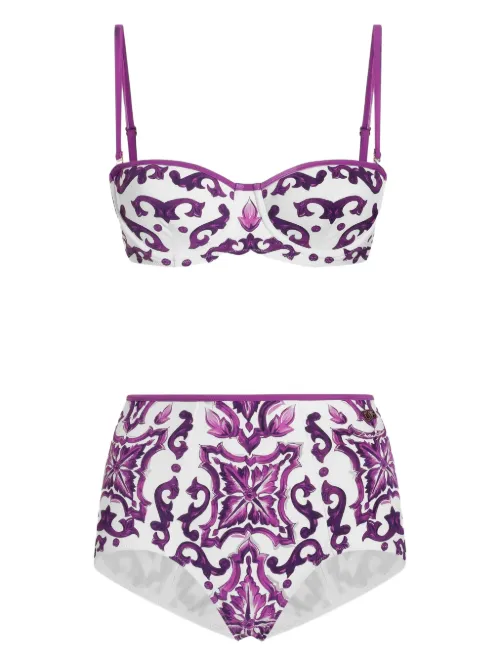 Bikini à imprimé Maiolica - Dolce & Gabbana - Modalova