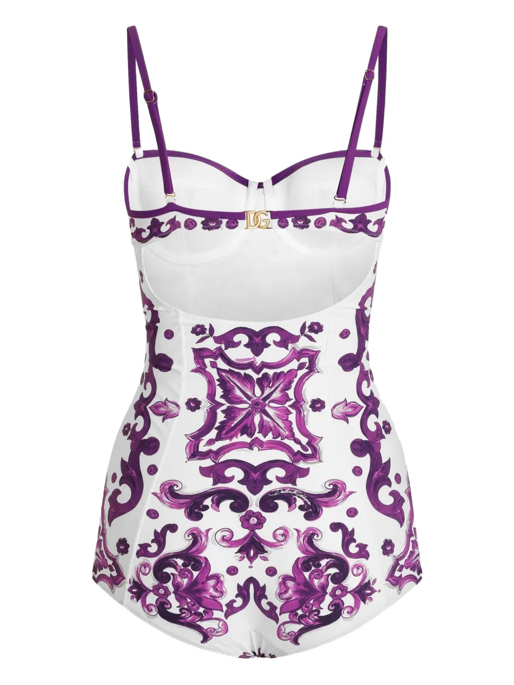 Dolce & Gabbana Maiolica-print swimsuit Wit