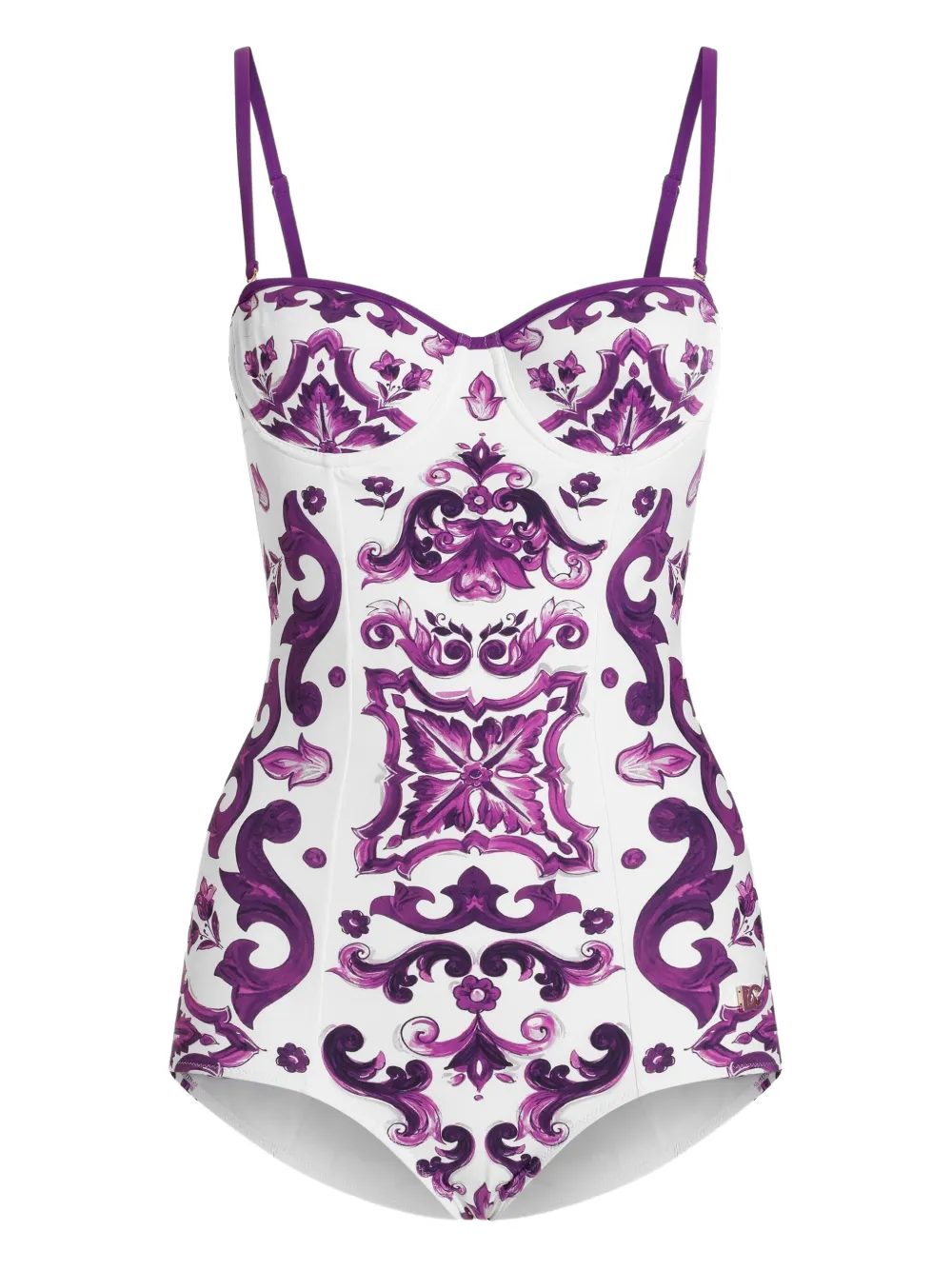 Dolce & Gabbana Maiolica-print swimsuit Wit