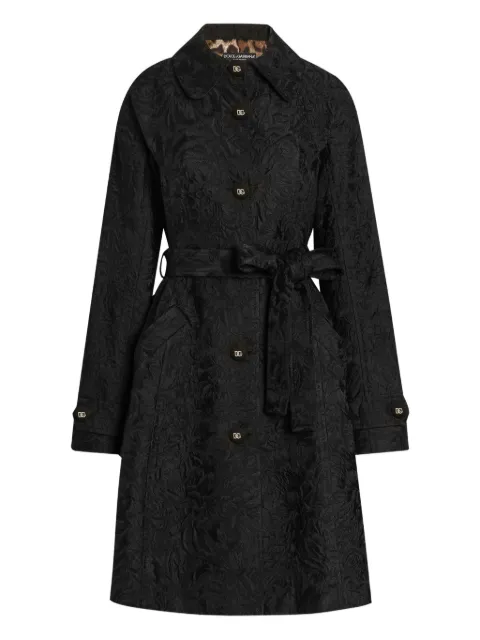 Dolce & Gabbana Brocade-embroidered belted trench coat