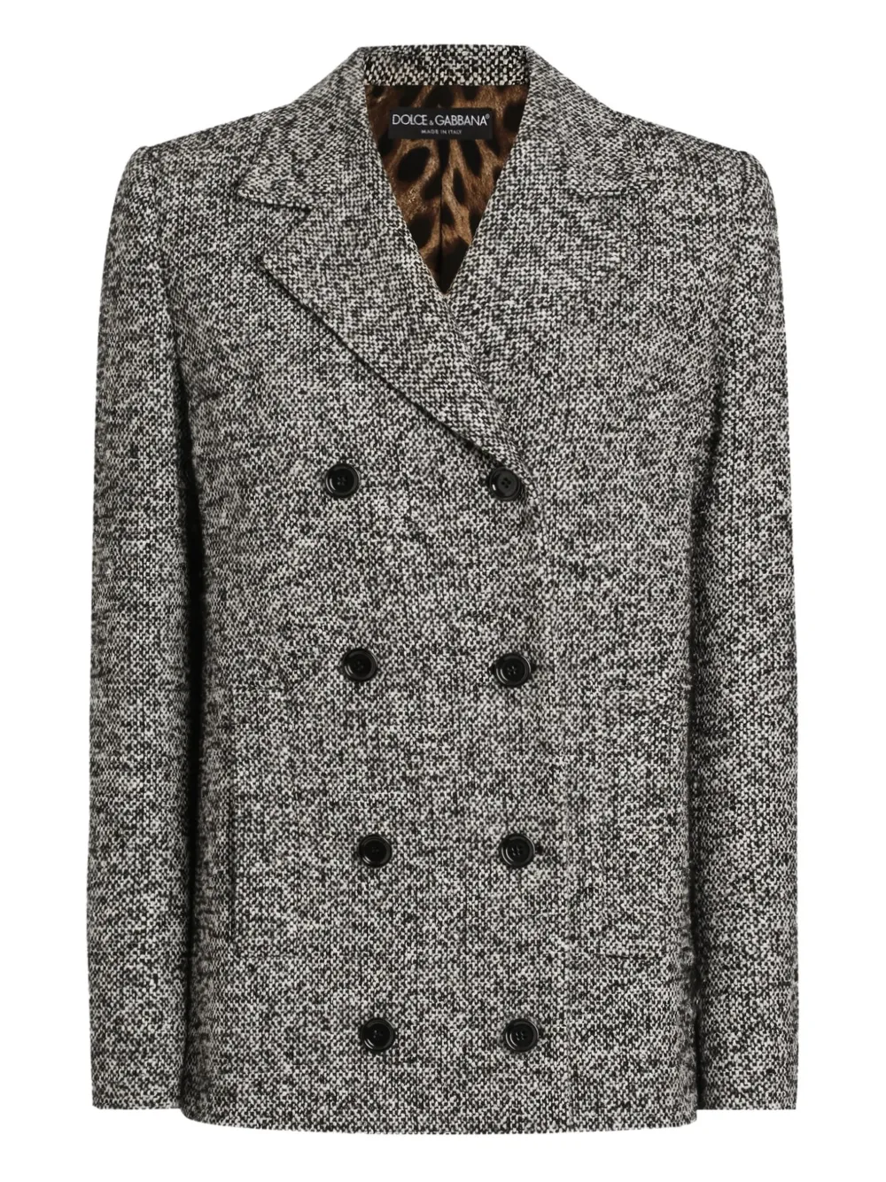 Dolce & Gabbana Double-breasted Tweed Jacket In Black