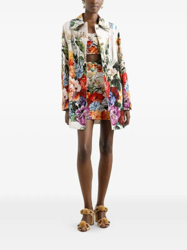 Dolce & Gabbana floral-print Coat | White | FARFETCH