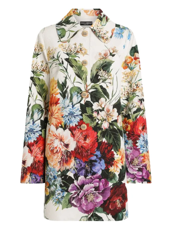 Dolce Gabbana floral-print Coat White FARFETCH JO