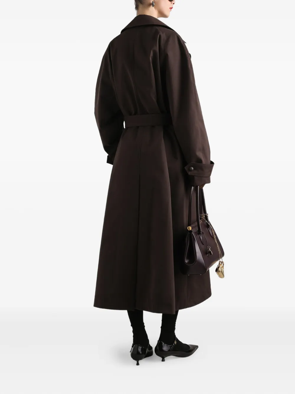 Dolce & Gabbana Jas met ceintuur en dubbele rij knopen Bruin