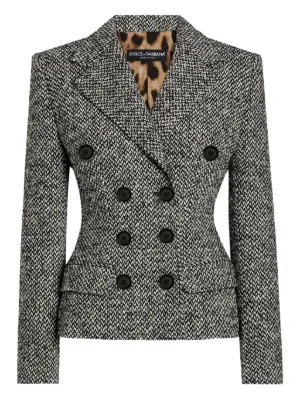 DOLCE & GABBANA Tweed blazer ブレザー Tweed jacket with micro-sequin embellishment and satin