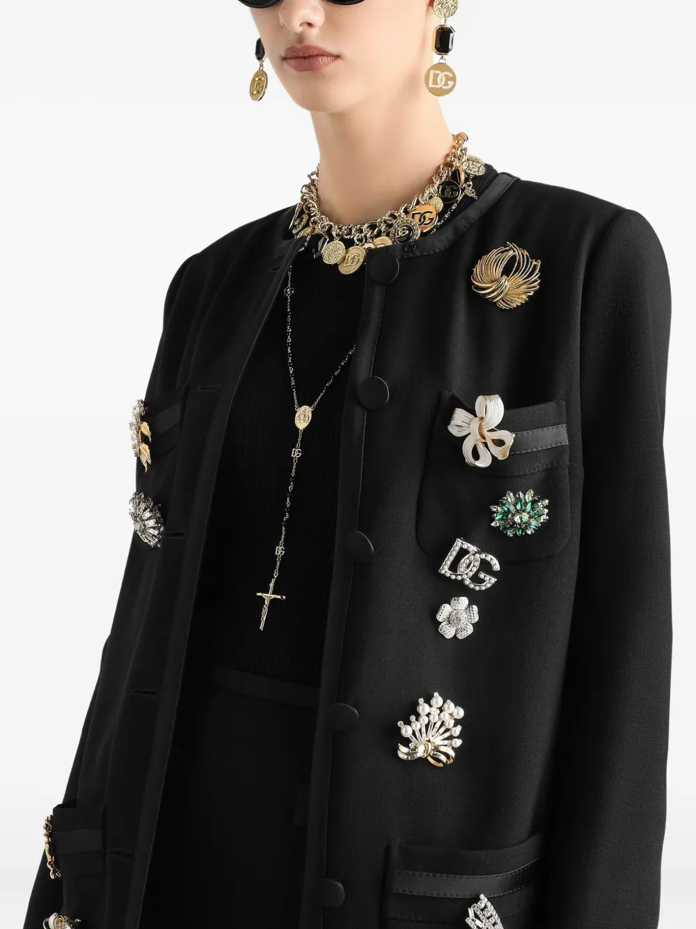 Dolce & Gabbana Verfraaid jack met knopen Zwart