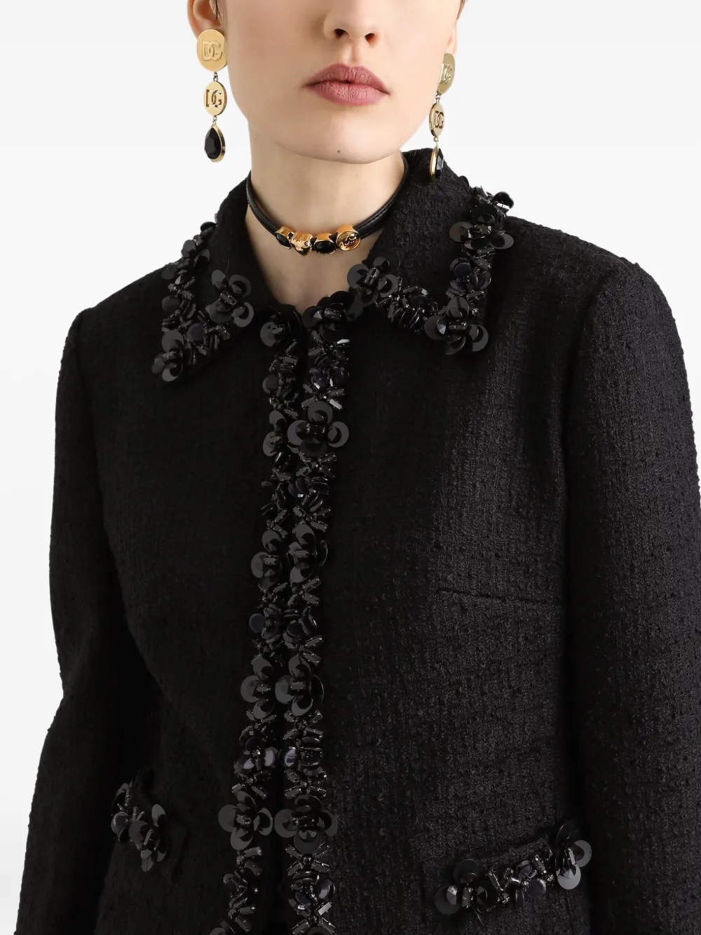 Dolce & Gabbana Sequin-embellished Jacket In Black