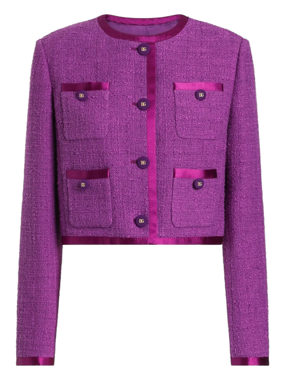 Dolce & Gabbana Rachel tweed jack met enkele rij knopen Paars