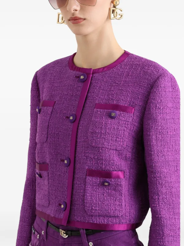 【送料&関税込】Dolce & Gabbana Rachel Tweed Single-brea Dolce & Gabbana Rachel Tweed single-breasted Jacket | Purple