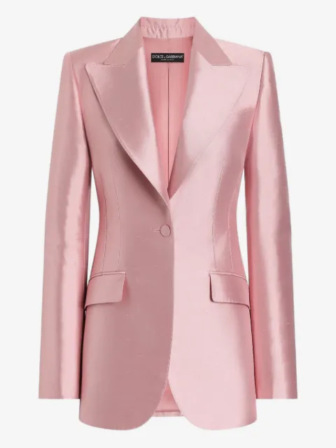 Dolce & Gabbana blazer à boutonnage simple en soie à col à revers en pointe