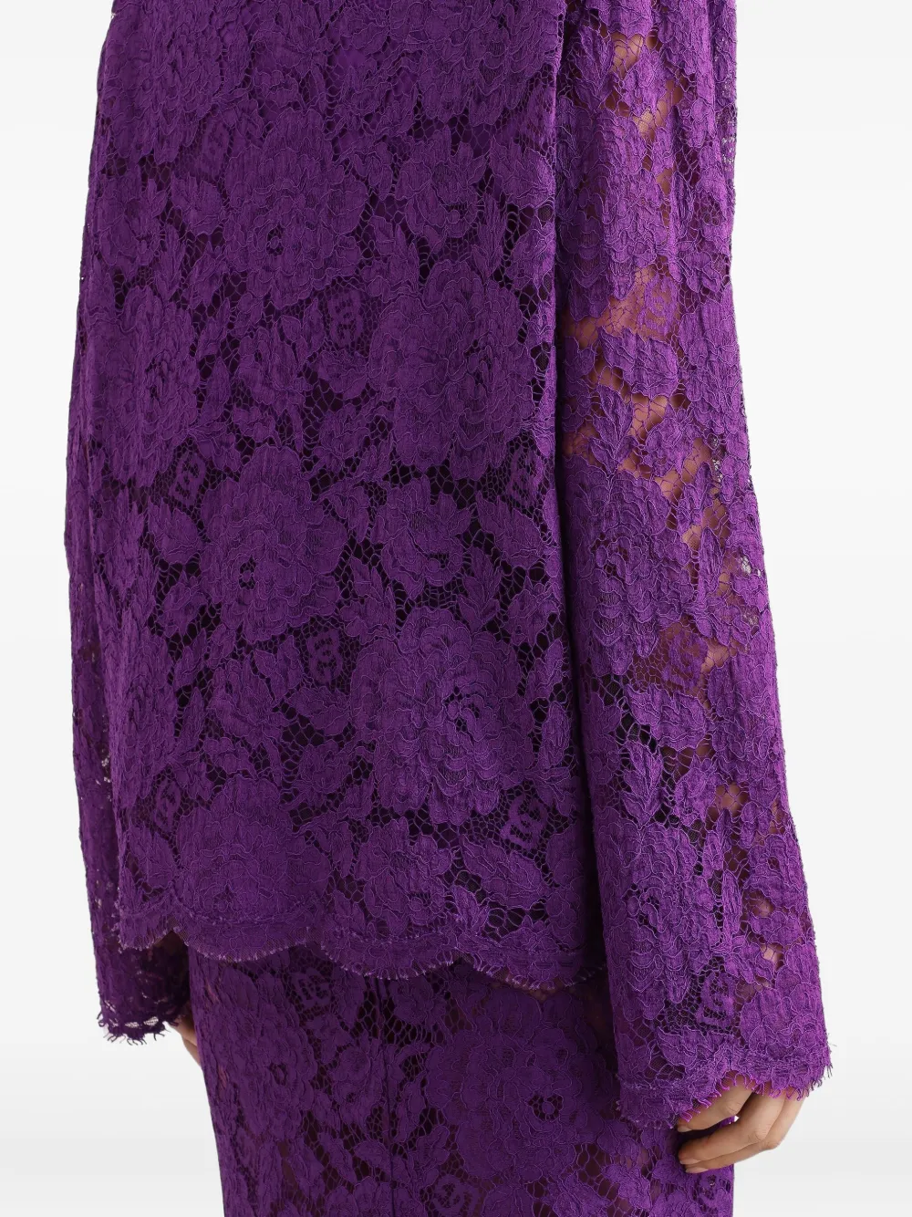 Dolce & Gabbana DNA Cordonetto jack met bloemenkant Paars